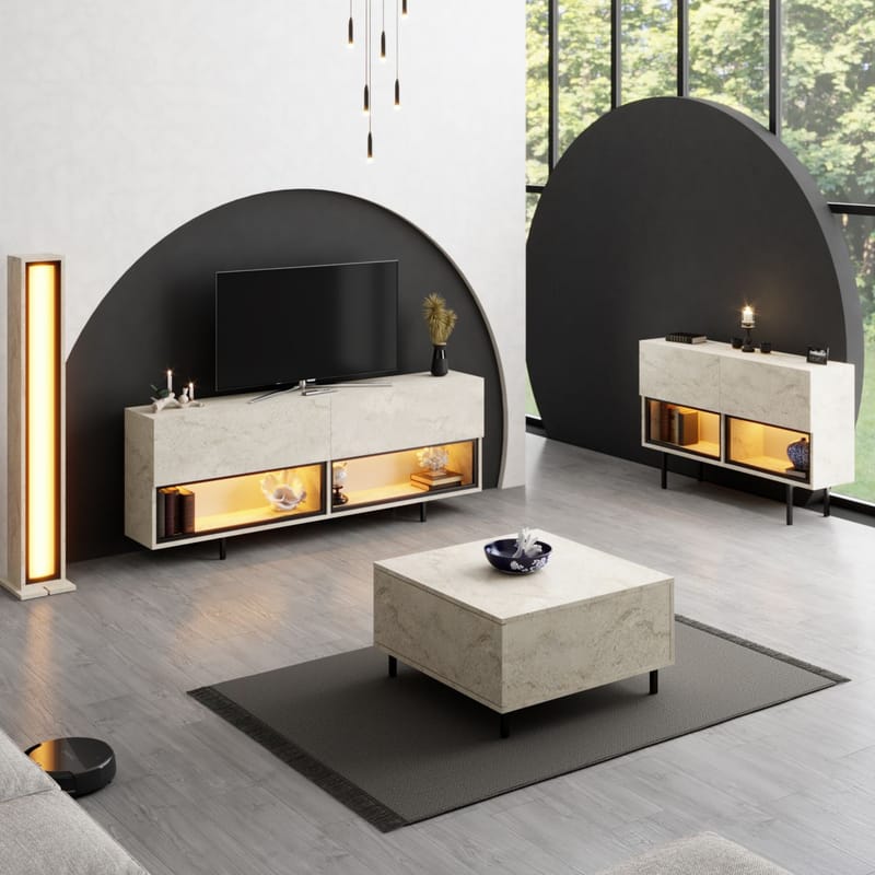 Cielieucel TV-taso 180 cm - travertiini - Huonekalut - TV- & Mediakalusteet - Mediajalusta & seinäteline