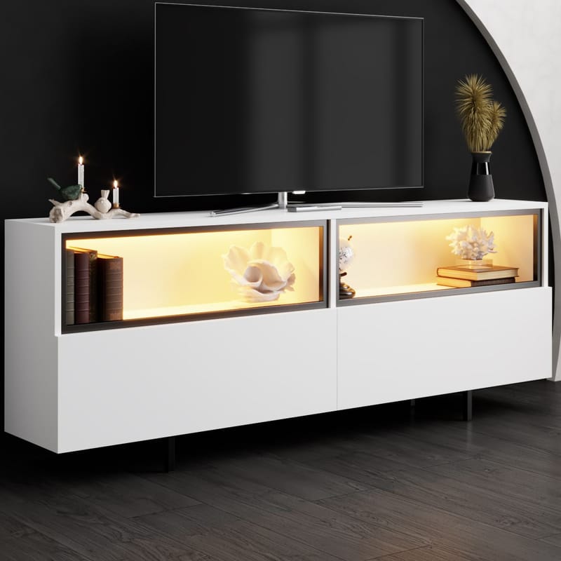 Cielieucel TV-taso 180 cm - Valkoinen - Huonekalut - TV- & Mediakalusteet - Mediajalusta & seinäteline