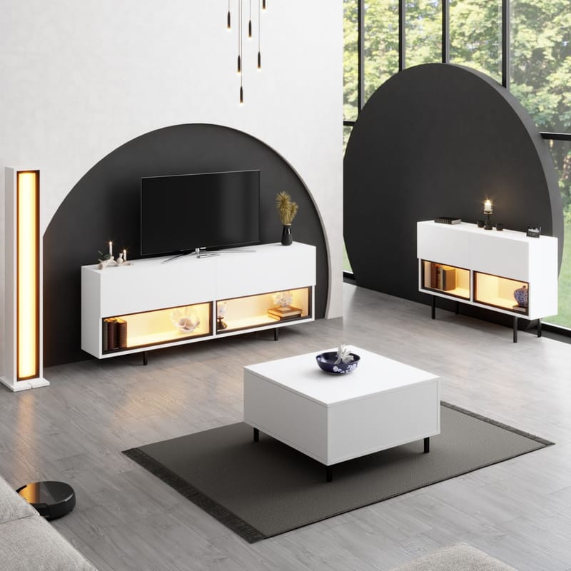 Cielieucel TV-taso 180 cm - Valkoinen - Huonekalut - TV- & Mediakalusteet - Mediajalusta & seinäteline