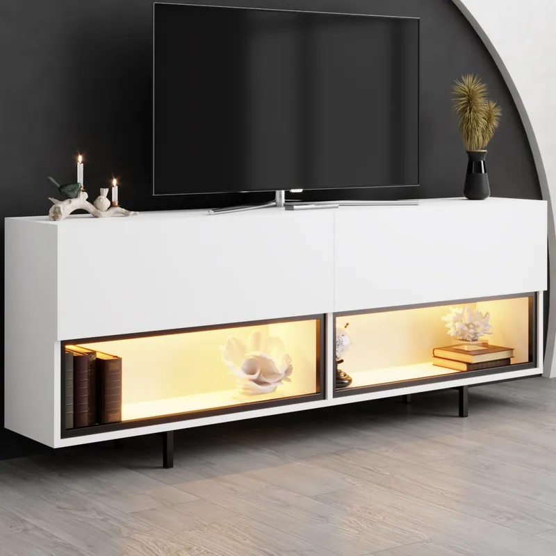 Cielieucel TV-taso 180 cm - Valkoinen - Huonekalut - TV- & Mediakalusteet - Mediajalusta & seinäteline