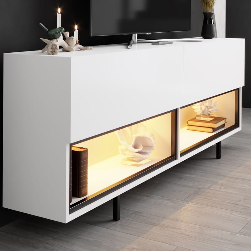 Cielieucel TV-taso 180 cm - Valkoinen - Huonekalut - TV- & Mediakalusteet - Mediajalusta & seinäteline