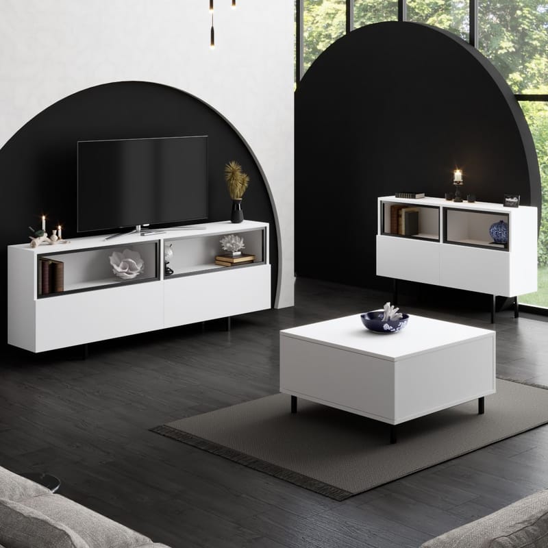 Cielieucel TV-taso 180 cm - Valkoinen - Huonekalut - TV- & Mediakalusteet - Mediajalusta & seinäteline