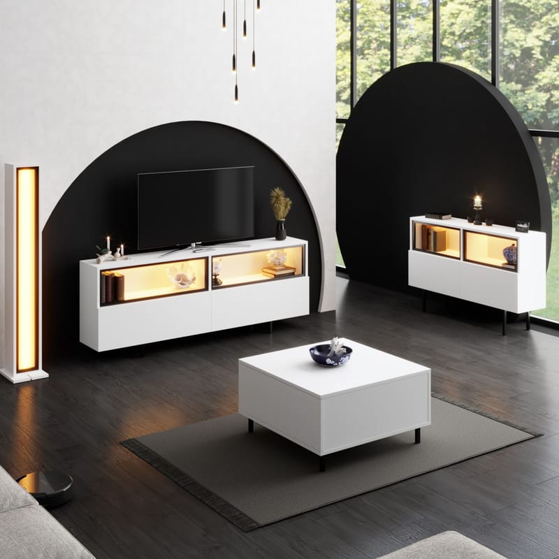 Cielieucel TV-taso 180 cm - Valkoinen - Huonekalut - TV- & Mediakalusteet - Mediajalusta & seinäteline