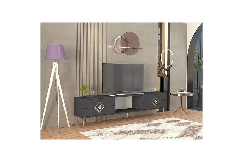 Cleryn TV-taso 150 cm - Antrasiitti/Hopea - Huonekalut - TV- & Mediakalusteet - Tv taso & Mediataso