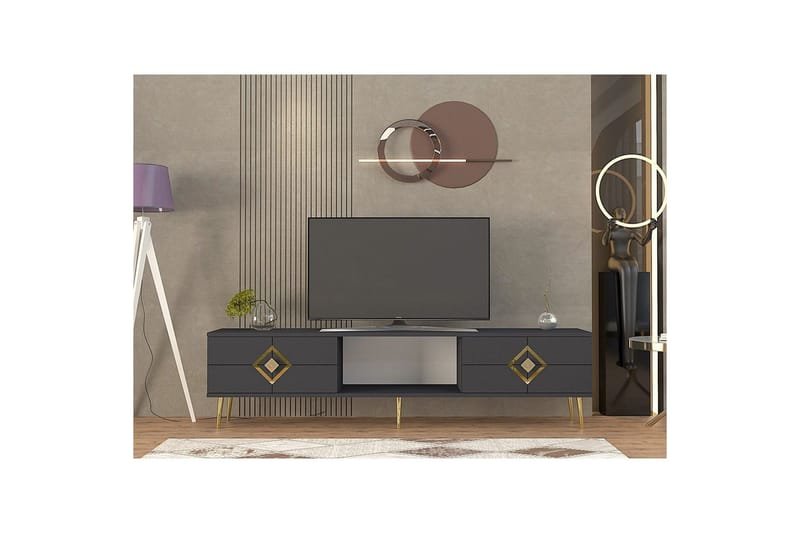 Cleryn TV-taso 150 cm - Antrasiitti/Keltainend - Huonekalut - TV- & Mediakalusteet - Tv taso & Mediataso