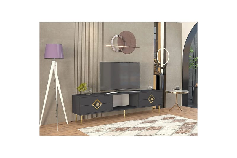 Cleryn TV-taso 150 cm - Antrasiitti/Keltainend - Huonekalut - TV- & Mediakalusteet - Tv taso & Mediataso