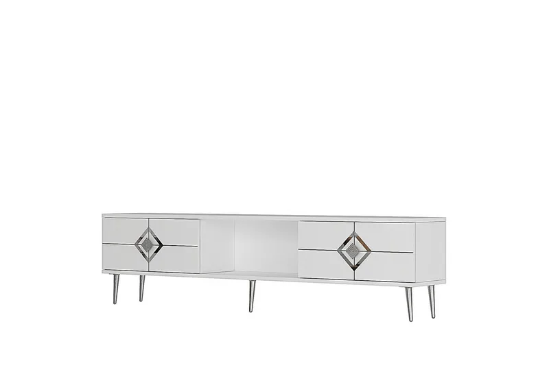 Cleryn TV-taso 150 cm - Valkoinen/Hopea - Huonekalut - TV- & Mediakalusteet - Tv taso & Mediataso