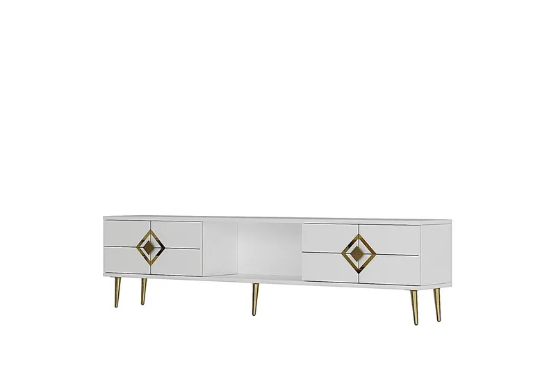 Cleryn TV-taso 150 cm, Valkoinen/Keltainend