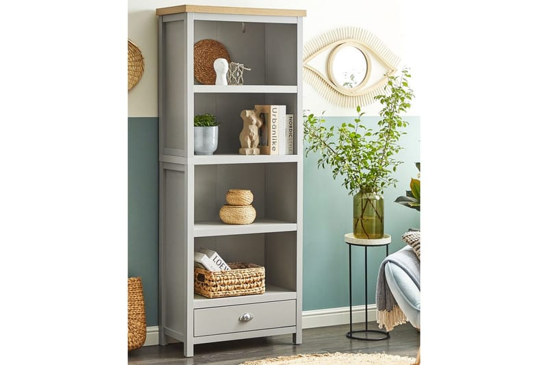Clio kirjahylly 4 hyllyllä 72 cm maalattua puuta - Vaaleanharmaa - Säilytys - Hylly - Kirjahylly