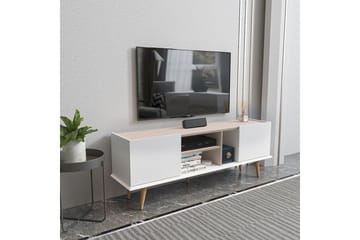 Corvo lattialla seisova tv-taso 154,4 cm säilytystilalla maalattua puuta - Valkoinen|Beige - Huonekalut - TV- & Mediakalusteet - Tv taso & Mediataso
