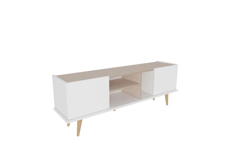 Corvo lattialla seisova tv-taso 154,4 cm säilytystilalla maalattua puuta, Valkoinen|Beige