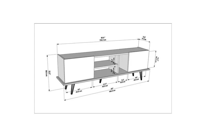 Corvo TV-taso 154,4 cm - Light Ruskea/Vihreä - Huonekalut - TV- & Mediakalusteet - Tv taso & Mediataso