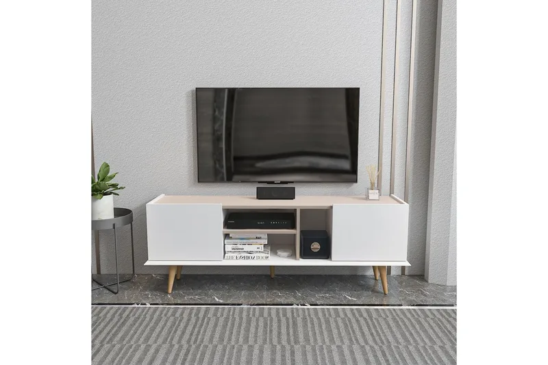 Corvo TV-taso 154,4 cm - Valkoinen/Beige - Huonekalut - TV- & Mediakalusteet - Tv taso & Mediataso