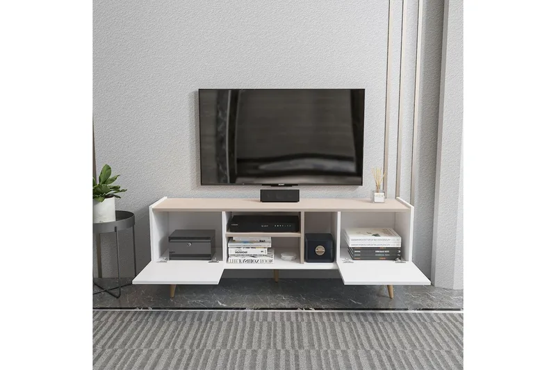 Corvo TV-taso 154,4 cm - Valkoinen/Beige - Huonekalut - TV- & Mediakalusteet - Tv taso & Mediataso