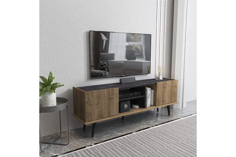 Corvo TV-taso 154,4 cm - Pähkinä/Musta - Huonekalut - TV- & Mediakalusteet - Tv taso & Mediataso