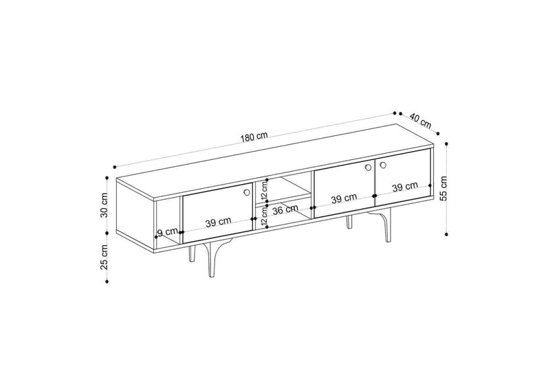 Cyral TV-taso 180 cm - Tammi - Huonekalut - TV- & Mediakalusteet - Tv taso & Mediataso