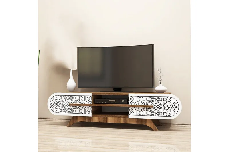 Defneia TV-taso 145 cm - Valkoinen/Luonnollinen - Huonekalut - TV- & Mediakalusteet - Tv taso & Mediataso