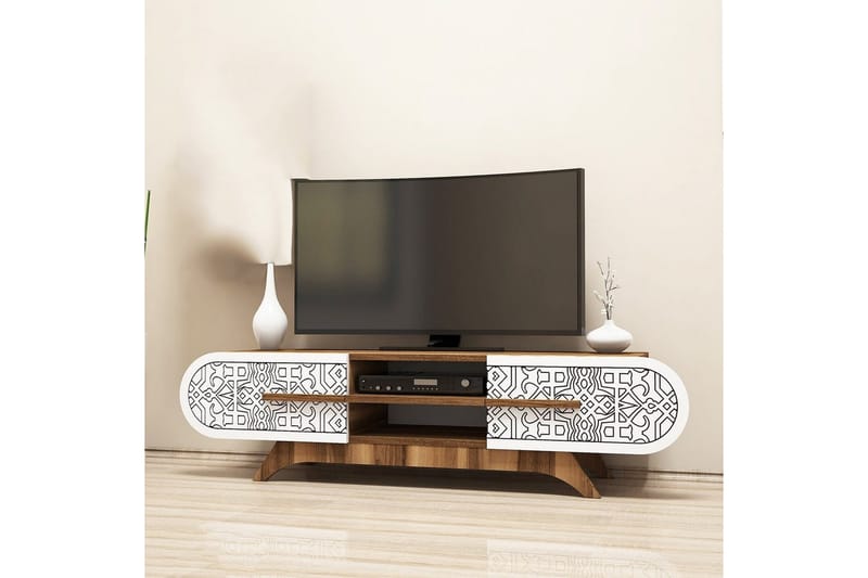 Defneia TV-taso 145 cm, Valkoinen/Luonnollinen