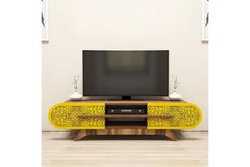 Defneia TV-taso 145 cm - Pähkinä/Keltainen - Huonekalut - TV- & Mediakalusteet - Tv taso & Mediataso