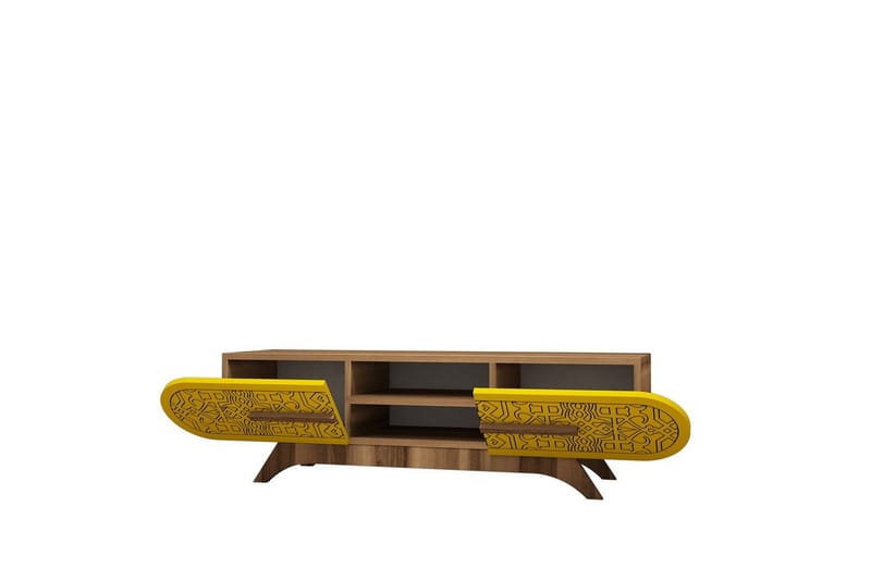 Defneia TV-taso 145 cm - Pähkinä/Keltainen - Huonekalut - TV- & Mediakalusteet - Tv taso & Mediataso