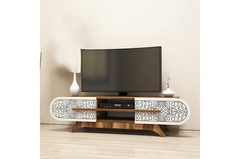 Defneia TV-taso 145 cm, Pähkinä/Kerma