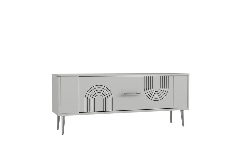 Deyric TV-taso 120 cm, Valkoinen/Hopea