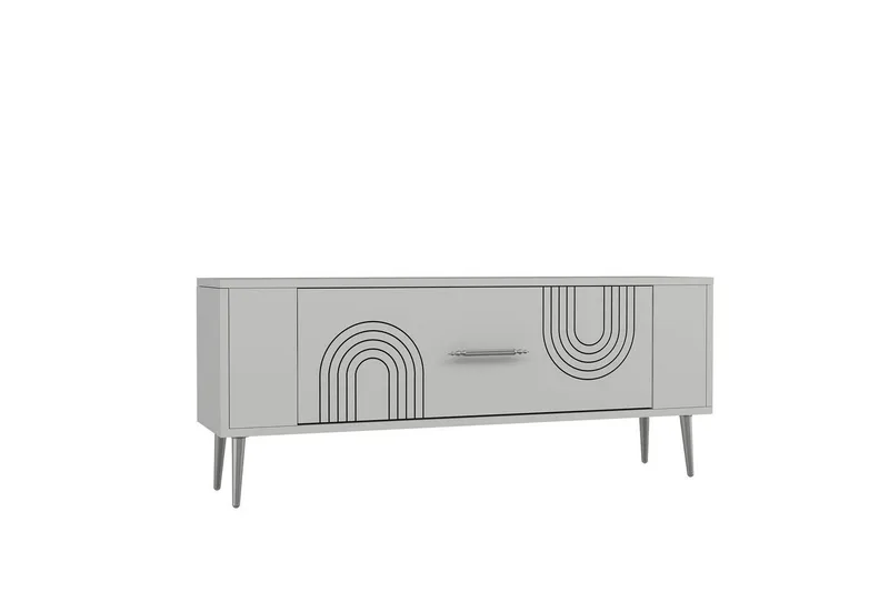 Deyric TV-taso 120 cm - Valkoinen/Hopea - Huonekalut - TV- & Mediakalusteet - Tv taso & Mediataso