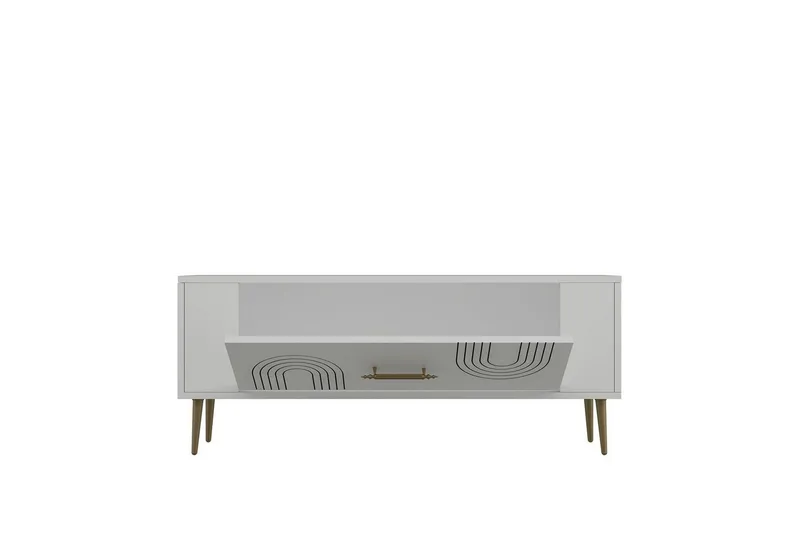 Deyric TV-taso 120 cm - Valkoinen/Keltainend - Huonekalut - TV- & Mediakalusteet - Tv taso & Mediataso