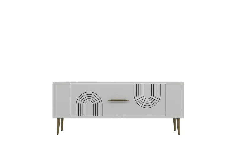 Deyric TV-taso 120 cm - Valkoinen/Keltainend - Huonekalut - TV- & Mediakalusteet - Tv taso & Mediataso