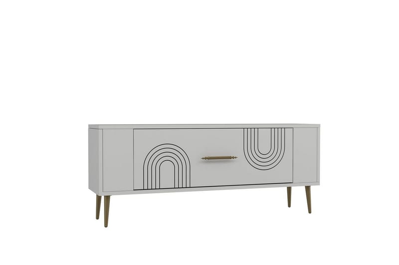 Deyric TV-taso 120 cm - Valkoinen/Keltainend - Huonekalut - TV- & Mediakalusteet - Tv taso & Mediataso