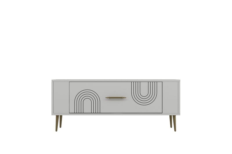 Deyric TV-taso 120 cm - Valkoinen/Keltainend - Huonekalut - TV- & Mediakalusteet - Tv taso & Mediataso