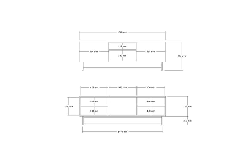 Deyvon TV-taso 150 cm - Pähkinä - Huonekalut - TV- & Mediakalusteet - Tv taso & Mediataso