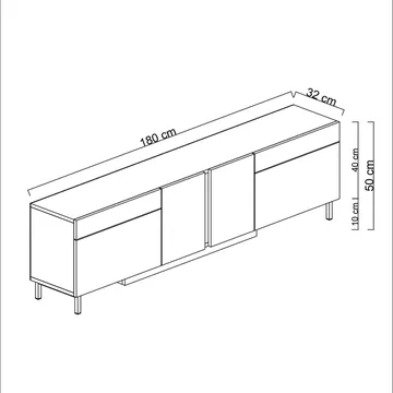 Djarhint TV-taso 180 cm - Antrasiitti - Huonekalut - TV- & Mediakalusteet - Tv taso & Mediataso
