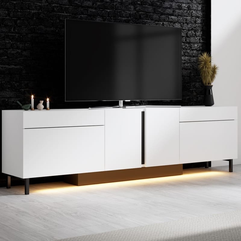 Djarhint TV-taso 180 cm - Valkoinen - Huonekalut - TV- & Mediakalusteet - Mediajalusta & seinäteline