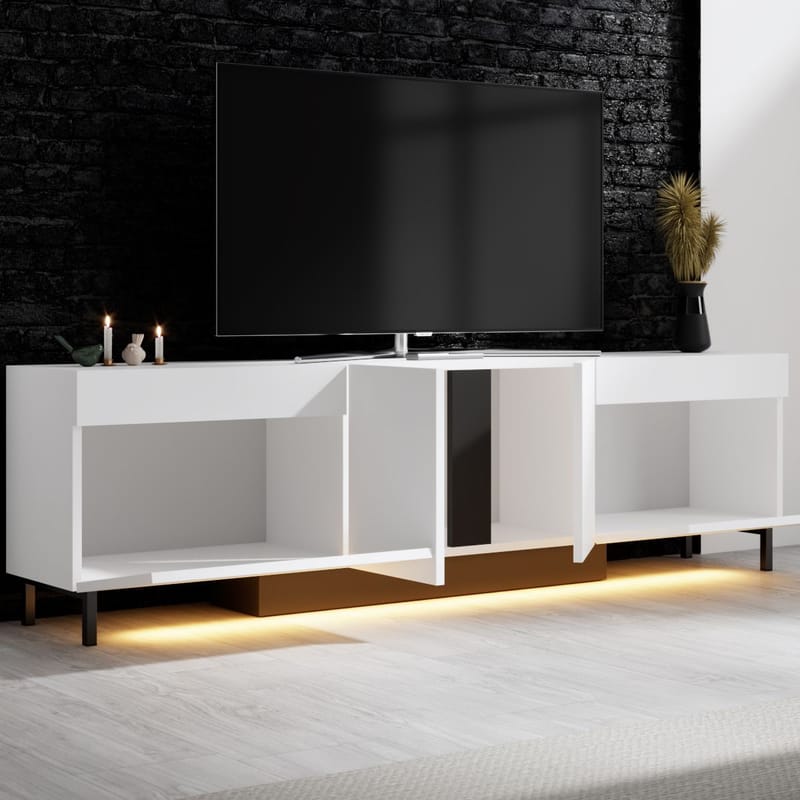 Djarhint TV-taso 180 cm - Valkoinen - Huonekalut - TV- & Mediakalusteet - Mediajalusta & seinäteline