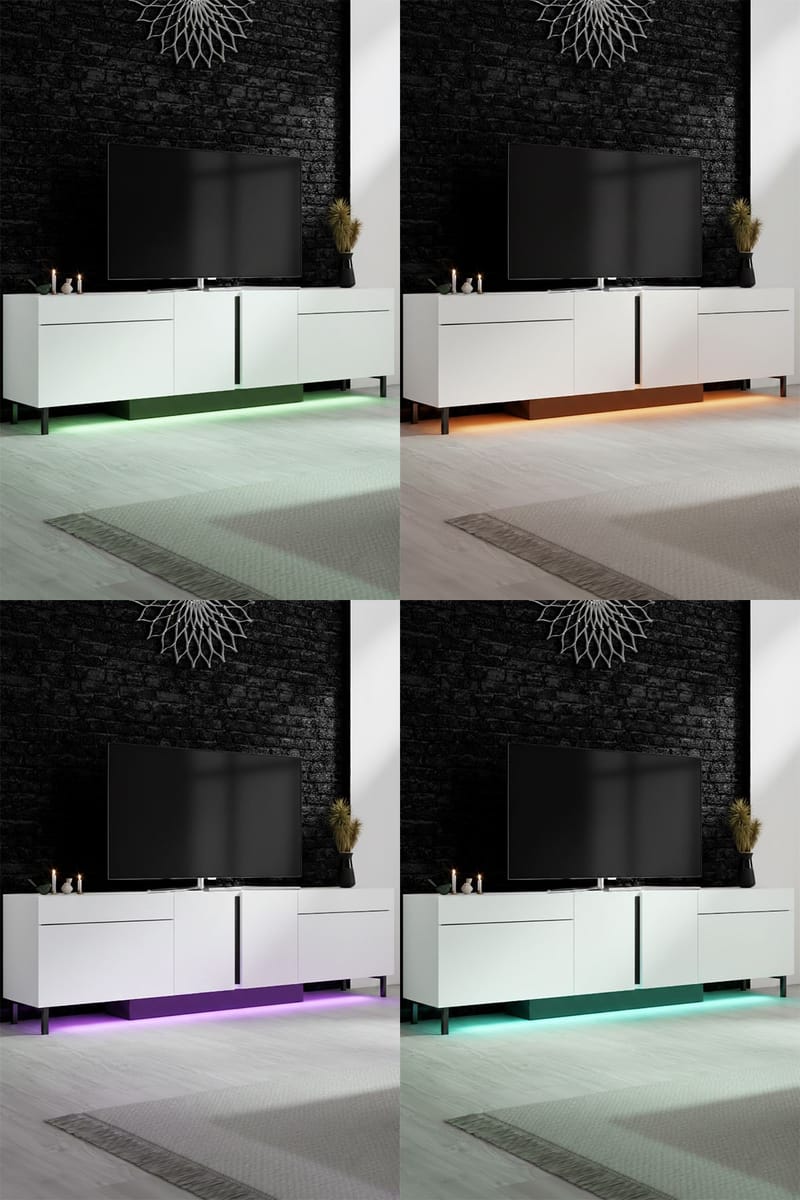 Djarhint TV-taso 180 cm - Valkoinen - Huonekalut - TV- & Mediakalusteet - Mediajalusta & seinäteline