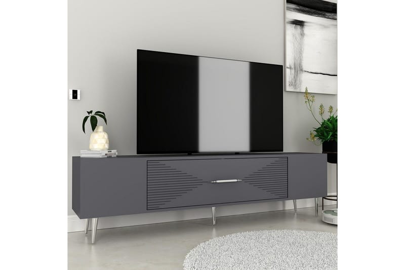 Drova TV-taso 150 cm - Antrasiitti/Hopea - Huonekalut - TV- & Mediakalusteet - Tv taso & Mediataso
