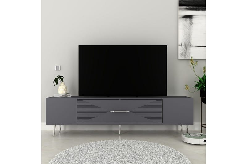 Drova TV-taso 150 cm - Antrasiitti/Hopea - Huonekalut - TV- & Mediakalusteet - Tv taso & Mediataso