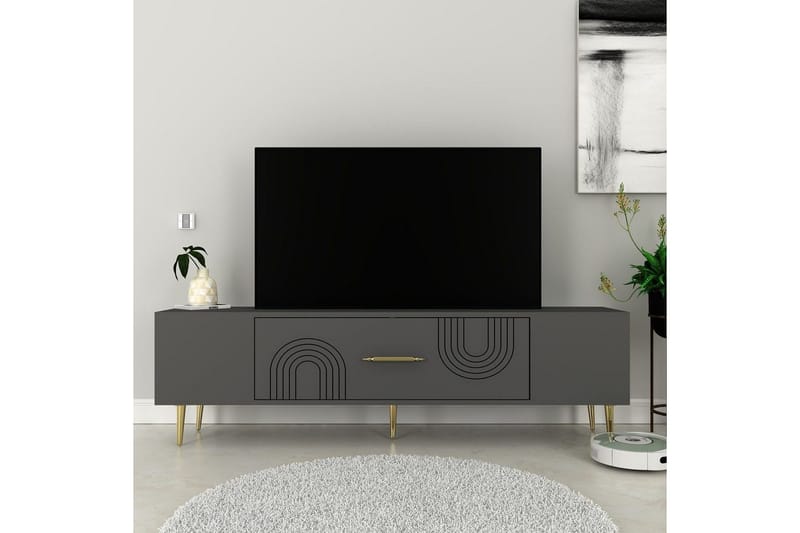 Drova TV-taso 150 cm - Antrasiitti/Keltainend - Huonekalut - TV- & Mediakalusteet - Tv taso & Mediataso
