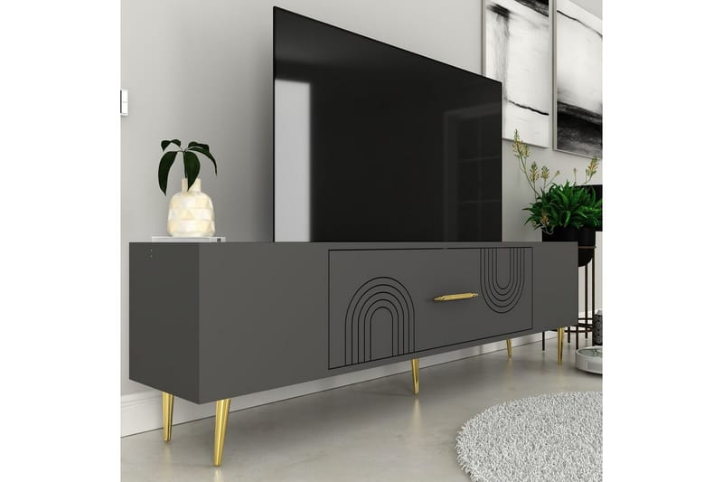 Drova TV-taso 150 cm - Antrasiitti/Keltainend - Huonekalut - TV- & Mediakalusteet - Tv taso & Mediataso