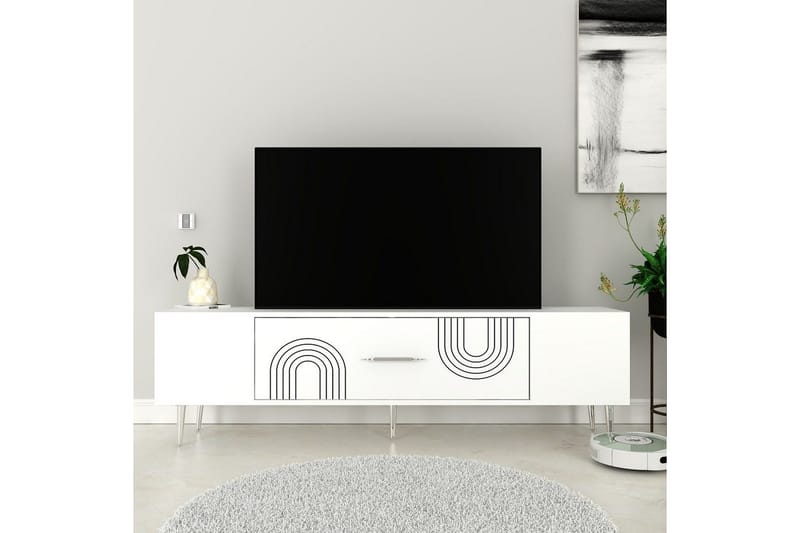 Drova TV-taso 150 cm - Valkoinen/Hopea - Huonekalut - TV- & Mediakalusteet - Tv taso & Mediataso