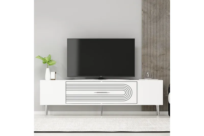 Drova TV-taso 150 cm - Valkoinen/Hopea - Huonekalut - TV- & Mediakalusteet - Tv taso & Mediataso