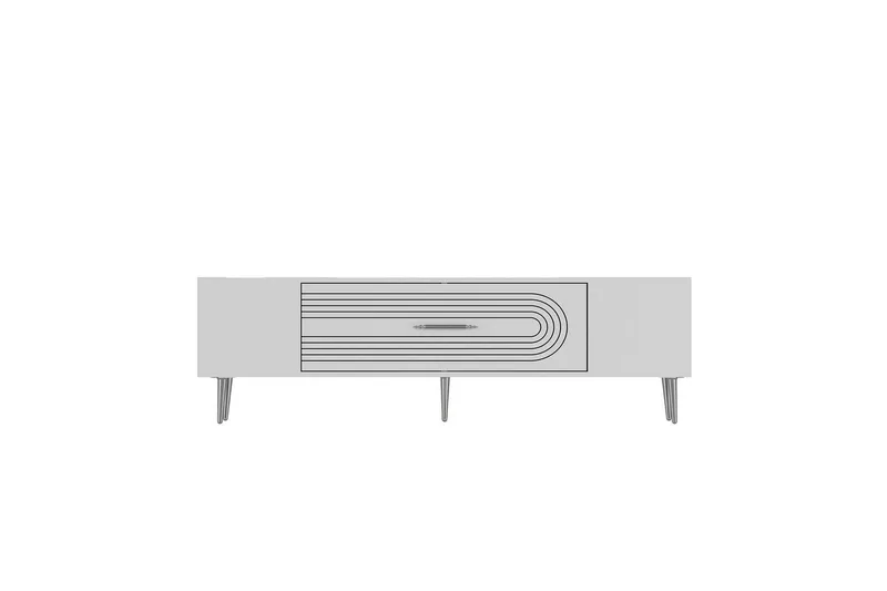 Drova TV-taso 150 cm, Valkoinen/Hopea