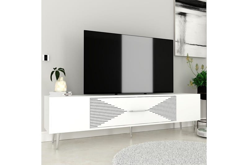 Drova TV-taso 150 cm - Valkoinen/Hopea - Huonekalut - TV- & Mediakalusteet - Tv taso & Mediataso
