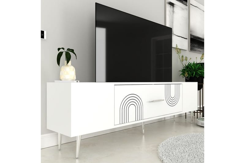 Drova TV-taso 150 cm - Valkoinen/Hopea - Huonekalut - TV- & Mediakalusteet - Tv taso & Mediataso