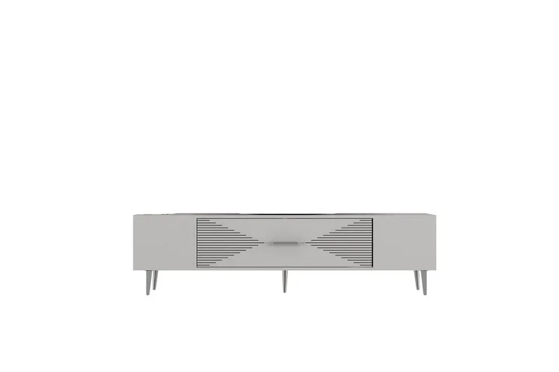 Drova TV-taso 150 cm, Valkoinen/Hopea