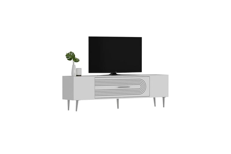 Drova TV-taso 150 cm - Valkoinen/Hopea - Huonekalut - TV- & Mediakalusteet - Tv taso & Mediataso