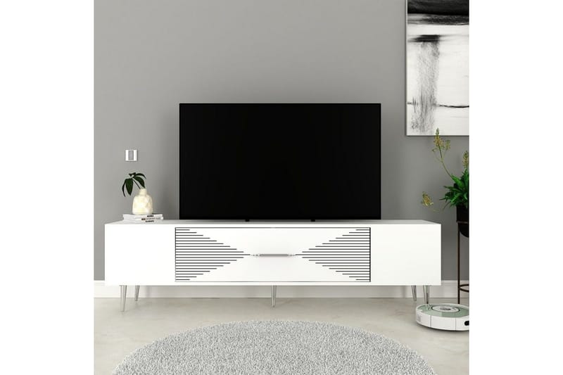 Drova TV-taso 150 cm - Valkoinen/Hopea - Huonekalut - TV- & Mediakalusteet - Tv taso & Mediataso