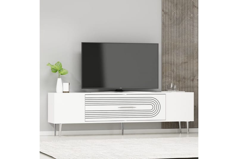 Drova TV-taso 150 cm - Valkoinen/Hopea - Huonekalut - TV- & Mediakalusteet - Tv taso & Mediataso