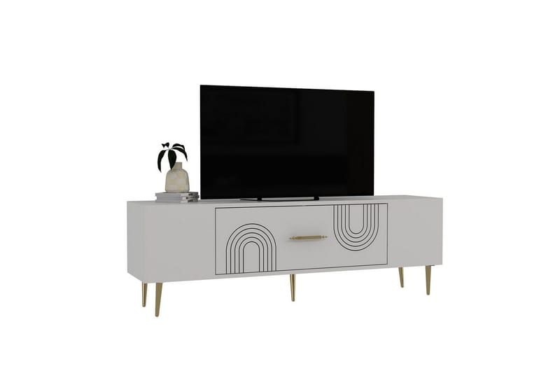Drova TV-taso 150 cm - Valkoinen/Keltainend - Huonekalut - TV- & Mediakalusteet - Tv taso & Mediataso